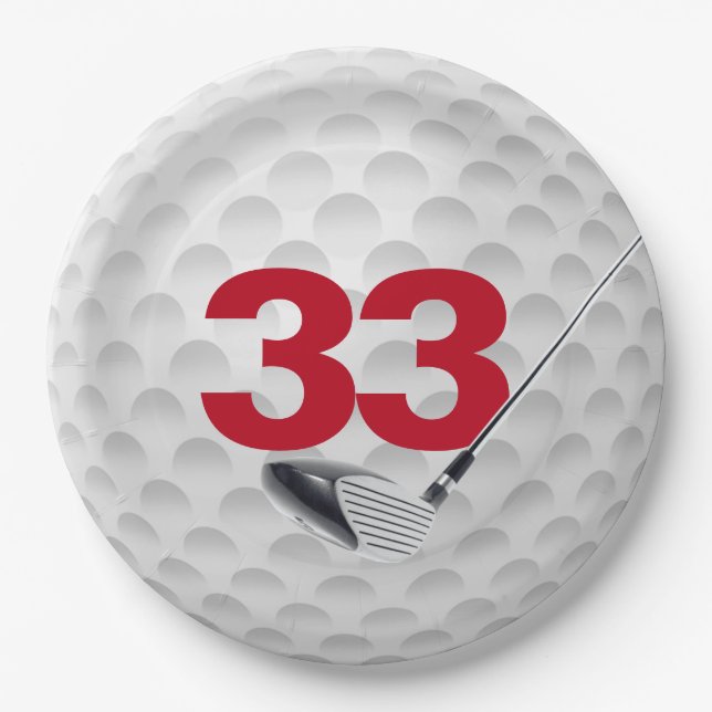 33rd Birthday Golf Ball Design  Paper Plates (Front)