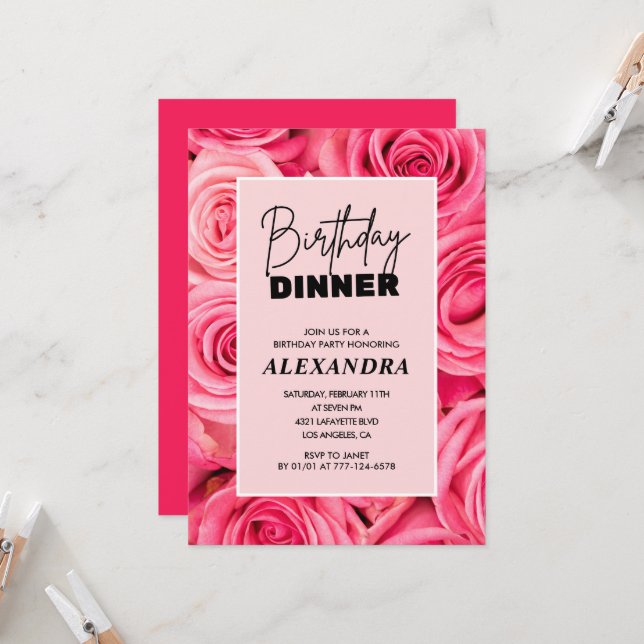 33rd birthday invitation Birthday dinner Floral