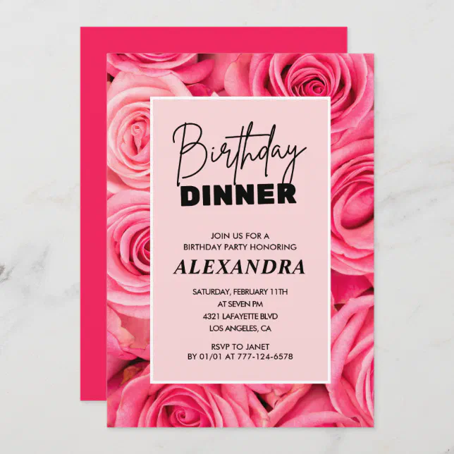 33rd birthday invitation Birthday dinner Floral