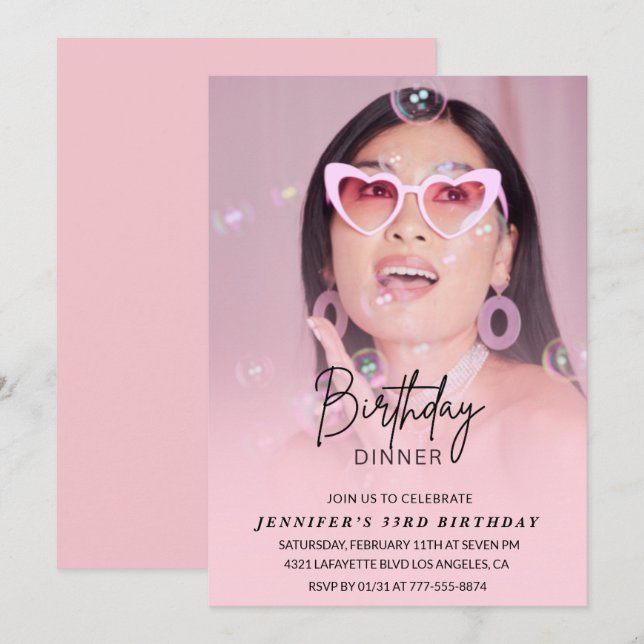 33rd birthday invitation Birthday Dinner Photo (Front/Back)