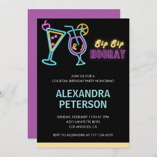 33rd birthday invitation Cocktail Neon Glow