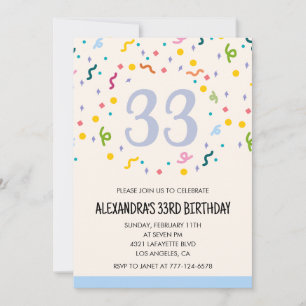 33rd birthday invitation Confetti