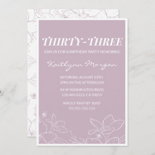 33rd birthday invitation Elegant Modern Floral
