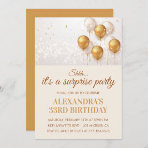 33rd birthday invitation Surprise party Gold