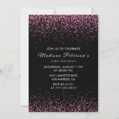 33rd birthday invitations Glam Pink Glitter 