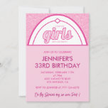 33rd birthday invitations Hot Pink Glitter Cute
