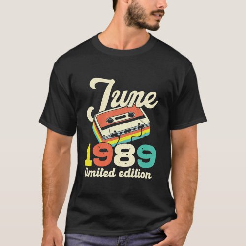 33rd Birthday June 1989 Vintage Cassette Limited T_Shirt