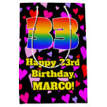 [ Thumbnail: 33rd Birthday: Loving Hearts Pattern, Rainbow # 33 Gift Bag ]