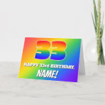 [ Thumbnail: 33rd Birthday: Multicolored Rainbow Pattern # 33 Card ]