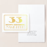 [ Thumbnail: 33rd Birthday; Name + Art Deco Inspired Look "33" Foil Card ]