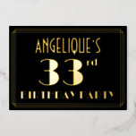 [ Thumbnail: 33rd Birthday Party: Art Deco Look “33”, W/ Name Invitation ]