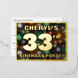 [ Thumbnail: 33rd Birthday Party: Bold, Colorful Fireworks Look Postcard ]