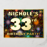[ Thumbnail: 33rd Birthday Party — Fun, Colorful Fireworks Look Invitation ]