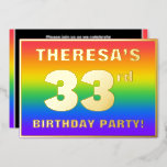 [ Thumbnail: 33rd Birthday Party: Fun, Colorful Rainbow Pattern Invitation ]