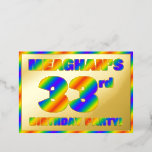 [ Thumbnail: 33rd Birthday Party — Fun, Rainbow Spectrum “33” Invitation ]
