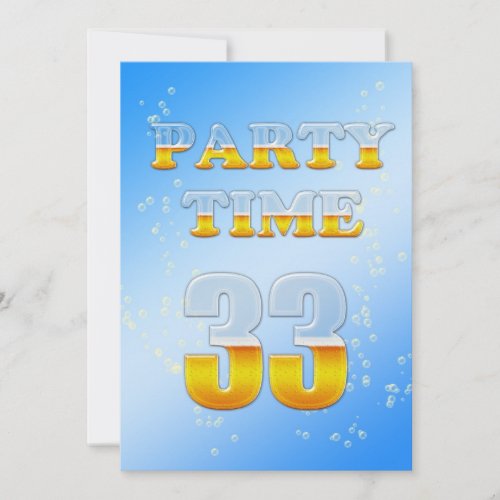 33rd birthday party invitation with beer