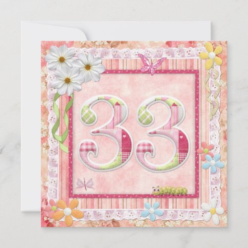 33rd birthday party scrapbooking style invitation