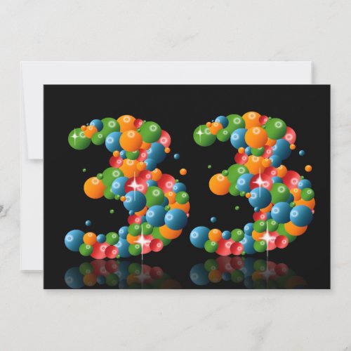 33rd Birthday party with bubbles and balls Invitation