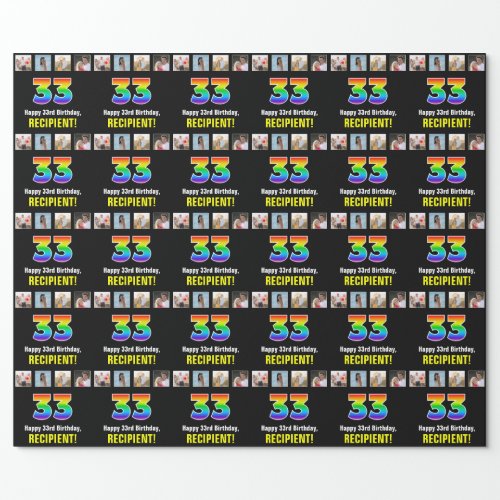 33rd Birthday Rainbow âœ33âœ Custom Photos  Name Wrapping Paper