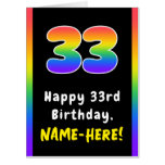 [ Thumbnail: 33rd Birthday: Rainbow Spectrum # 33, Custom Name Card ]