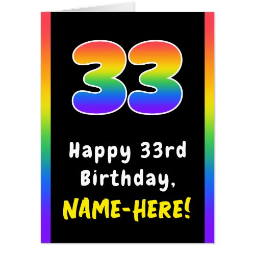 33rd Birthday Rainbow Spectrum  33 Custom Name Card
