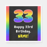 [ Thumbnail: 33rd Birthday: Rainbow Spectrum # 33, Custom Name Napkins ]