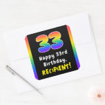 [ Thumbnail: 33rd Birthday: Rainbow Spectrum # 33, Custom Name Sticker ]