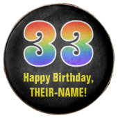 33rd Birthday - Rainbow Spectrum Pattern Number 33 Chocolate Covered Oreo (Front)
