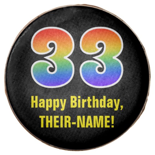 33rd Birthday _ Rainbow Spectrum Pattern Number 33 Chocolate Covered Oreo