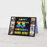 [ Thumbnail: 33rd Birthday: Rainbow Text, Custom Photos & Name Card ]
