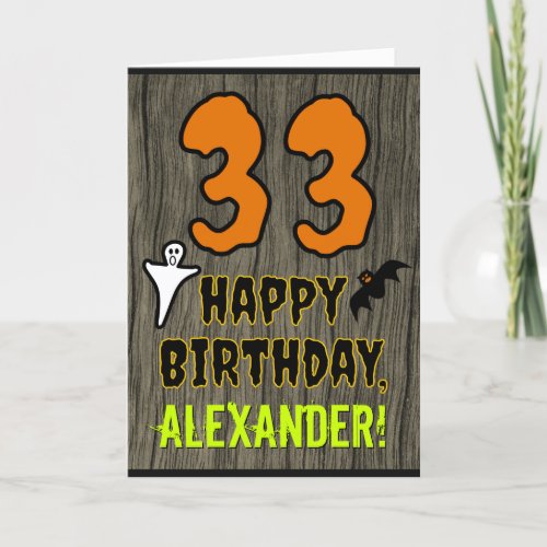 33rd Birthday Spooky Halloween Theme Custom Name Card