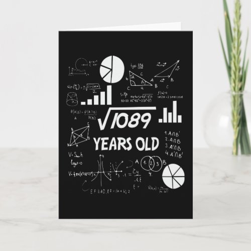 33rd Birthday Square Root Math 33 Years Old Bday Card