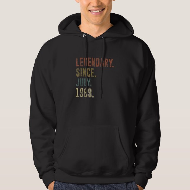 33rd Birthday Vintage Legendary Since July 1989 Hoodie (Front)