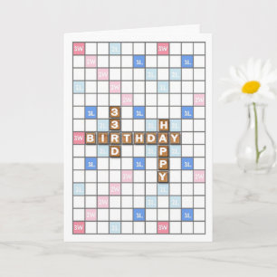 33rd Birthday, Word Game Board Card