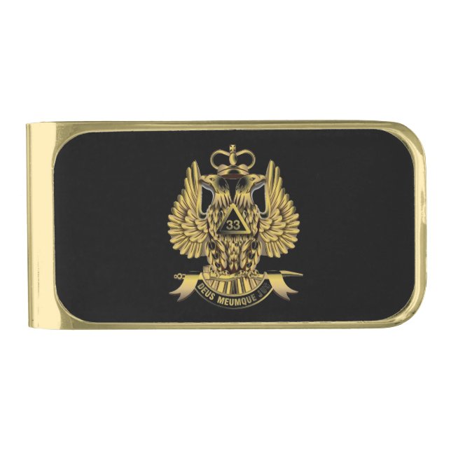 33rd DEGREE MASON Gold Finish Money Clip (Front)