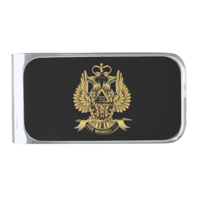 33rd DEGREE MASON Silver Finish Money Clip (Front)