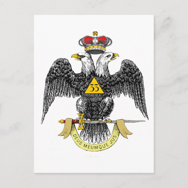 33rd Degree Scottish Rite Black Eagle Postcard (Front)