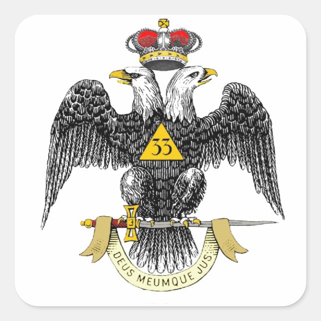 33rd Degree Scottish Rite Black Eagle Square Sticker (Front)