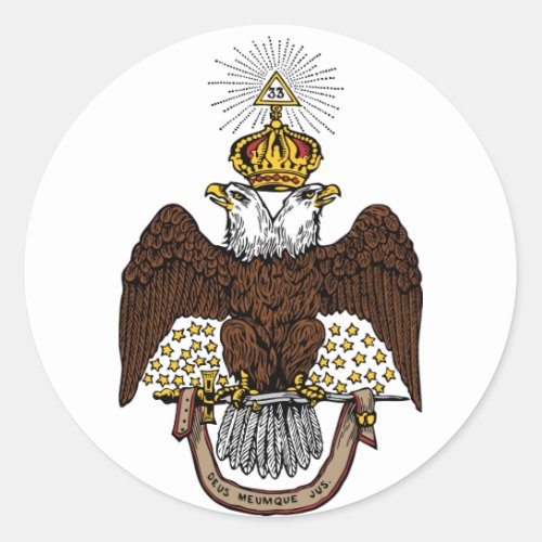 33rd Degree Scottish Rite Brown Eagle Classic Round Sticker