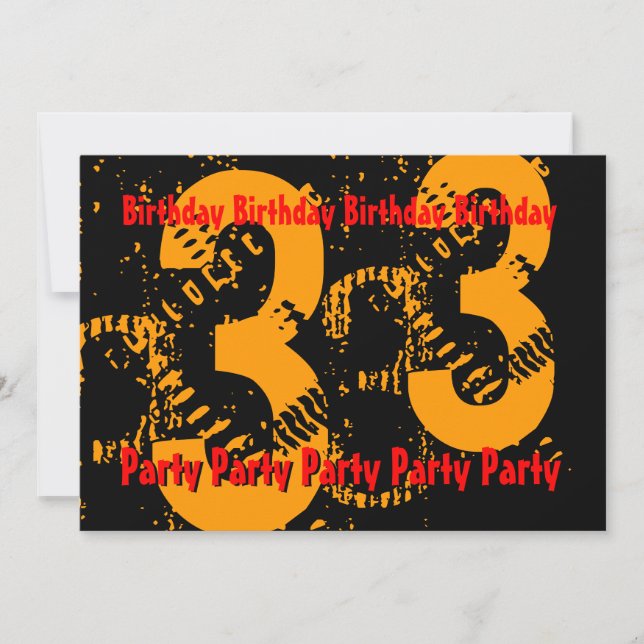33rd Gold Red Black Birthday PartyTemplate Invitation (Front)