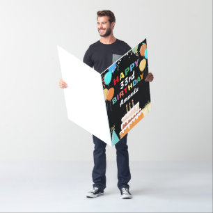 33rd Happy Birthday Cake Black Extra Large Jumbo Card