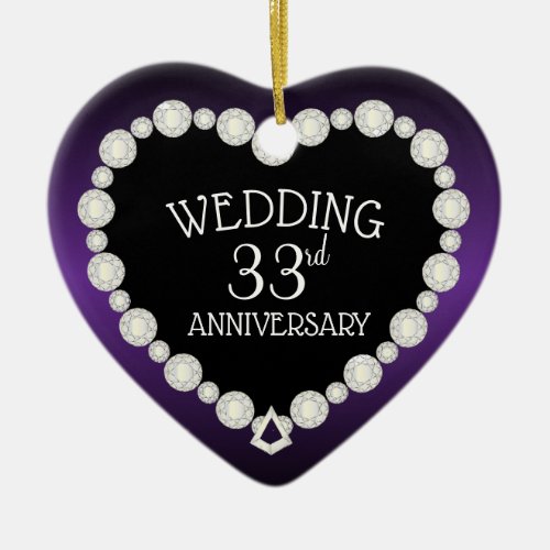 33rd or 6th Wedding Anniversary  Amethyst Purple Ceramic Ornament