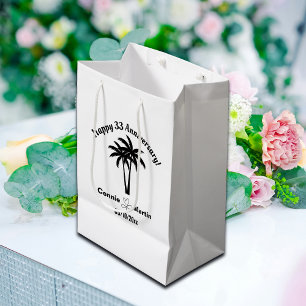 33rd Wedding Anniversary Palm Trees Medium Gift Bag