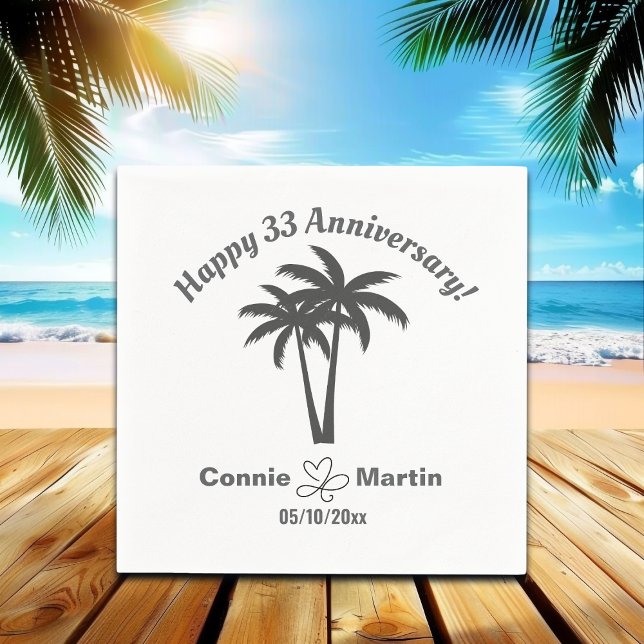 33rd Wedding Anniversary Palm Trees Napkins (Creator Uploaded)