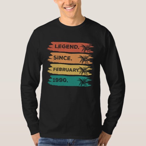 33th Vintage Birthday Legend Since February 1990 T_Shirt