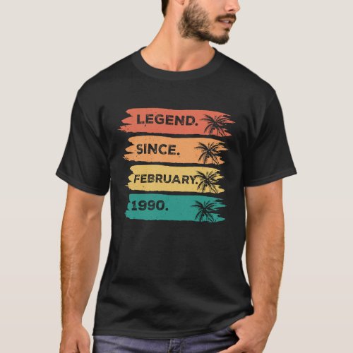 33th Vintage Birthday Legend Since February 1990 T_Shirt