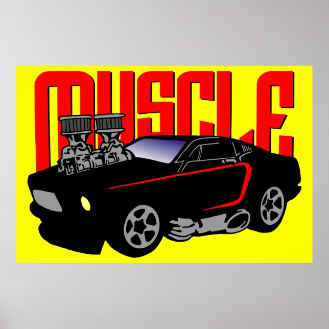 341 Cartoon Muscle Car Poster (Front)