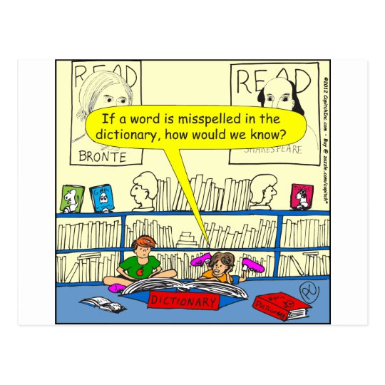 346 Word spelt wrong in dictionary color cartoon Postcard | Zazzle.com