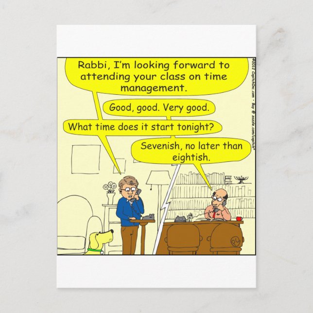 347 Class on time management color cartoon Postcard (Front)