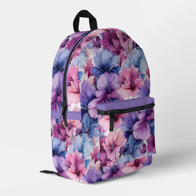 #34 Floral Pattern Printed Backpack (Back Corner Left)